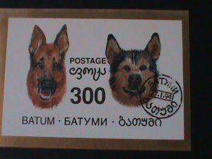 ​RUSSIA-BATUM- LOVELY DOGS-CTO-IMPERF S/S-FANCY CANCEL WE SHIP TO WORLDWIDE
