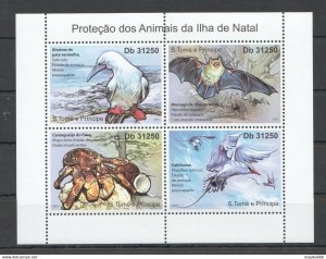 2011 S.Tome & Principe Fauna Animals Protection Natal Island Birds Kb ** Bc941