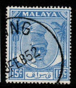 MALAYA PERAK SG138 1950 15c ULTRAMARINE FINE USED