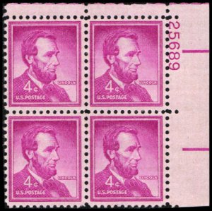 US #1036a LINCOLN MNH UR PLATE BLOCK #25689