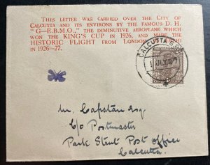 1927 India First City Of Calcutta Flight Airmail cover FFC Smith Signed