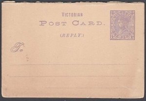 VICTORIA AUSTRALIA QV 1d postcard with reply card attached - unused........53729