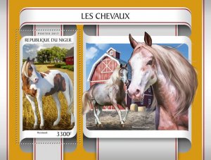 Farm Animals Horses Stamps Niger 2017 MNH Pie Horse Missouri Fox Trotter 1v S/S