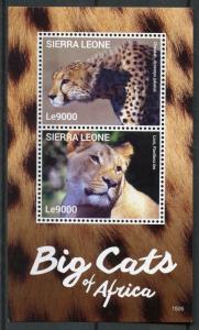 Sierra Leone 2015 MNH Big Cats of Africa 2v S/S II Wild Animals Lions Stamps