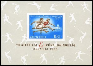 Hungary #C261 Cat$30, 1966 European Athletic Championship, imperf. souvenir s...