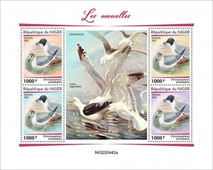 NIGER - 2022 - Seagulls - Perf 4v Sheet - Mint Never Hinged