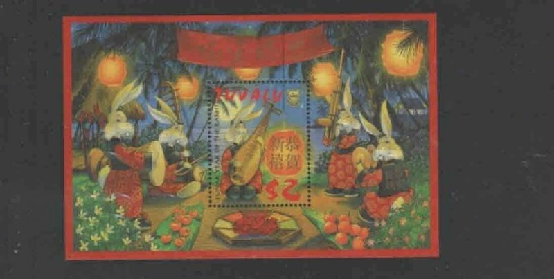 TUVALU #789 1999 YEAR OF THE RABBIT MINT VF NH O.G S/S 