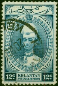 Kelantan 1937 12c Blue SG47 Fine Used (2)