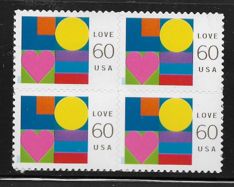 UNITED STATES,3658, MNH, BLOCK OF 4, LOVE