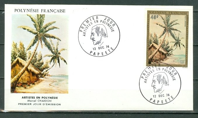 FRENCH POLYNESIA 1974 AIR  FLOWERS #C108...FDC