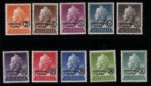 CHRISTMAS ISLAND SG1/10 1958 DEFINITIVE SET MNH