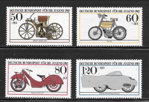 Germany Scott B605-608 MNHOG - 1983 Historic Motorcycles - SCV $3.75