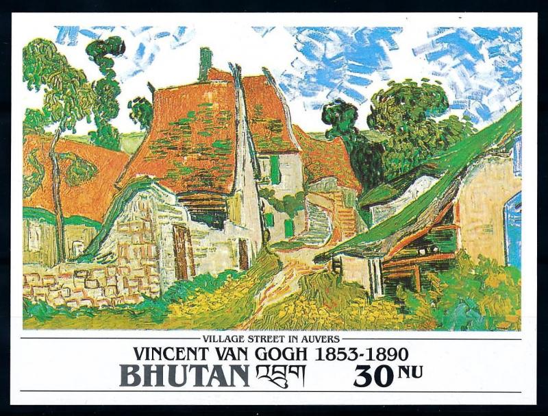 [94724] Bhutan 1991 Art Painting Van Gogh Village Street in Auvers Sheet MNH