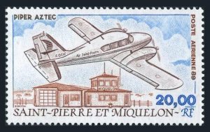 St Pierre & Miquelon C65, MNH. Michel 573. Plane Piper Aztec, 1989.