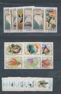 KSA Ajman Algeria Birds Butterflies MNH (Apx 40 Items) UK3252