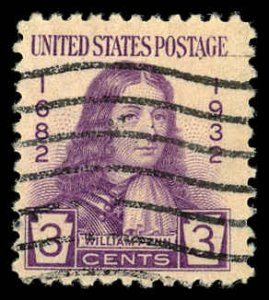 US Sc 724 USED - 1932 3¢ William Penn at Age 22