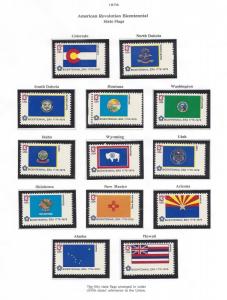 US Scott # 1632 - 1682 13c 1976 US Bicentennial State Flags Complete Singles