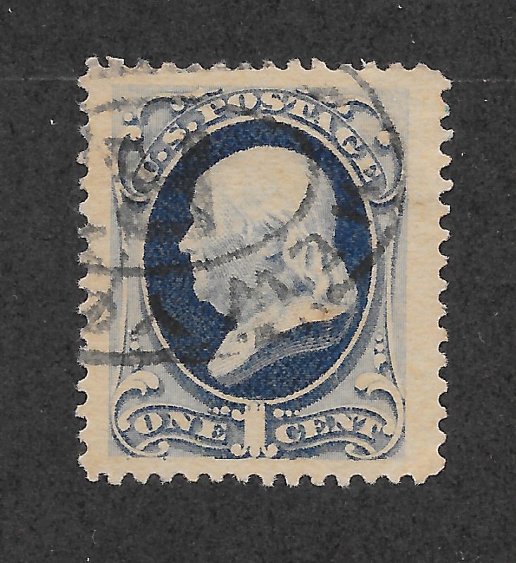 182 Used jumbo, XF, Neat Cancel, 1c. Franklin,