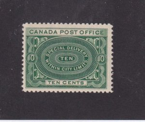 CANADA # E1 VF-MLH 10cts SPECIAL DELIVERY  (GREEN) CAT VALUE $250 FROM KIMSS30