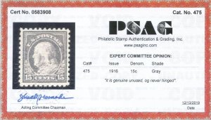 US Scott #475 Mint, VF, NH, PSAG