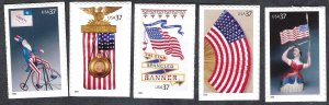 United States #3776-80 37¢ Old Glory (2003). Five booklet singles. MNH