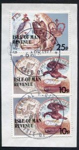 Isle of Man 25p + 2 x 10p Multicoloured QEII Pictorial Revenue CDS On Piece