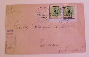 MEXICO #396A cat.$500.00 FOR STAMPS OFF COVER   SONORA IMPERF BETWEEN UNLISTED
