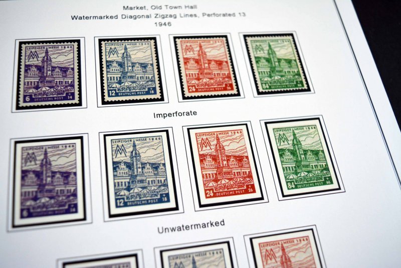 COLOR PRINTED OCCUPIED GERMANY 1945-1949 STAMP ALBUM PAGES (50 illustr. pages)