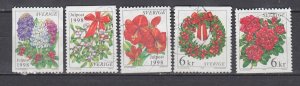 J44166 JL stamps 1997 sweden set used #2313-7 flowers