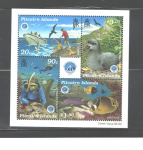 PITCAIRN Isl. 1998 FISH #492 - 495 & MS#495a  MNH