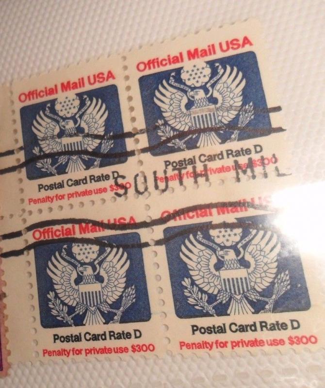 22c D official  used block of 4 value $42.00