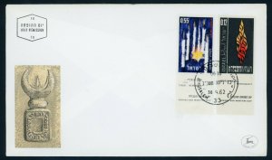 Israel Scott #220-221 Flame, Yellow Star 6 Candles, 1962 Cachet w/Tabs FD Cover