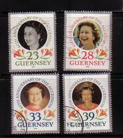 Guernsey Sc 471-4 1992 40th anniversary QE II stamps used