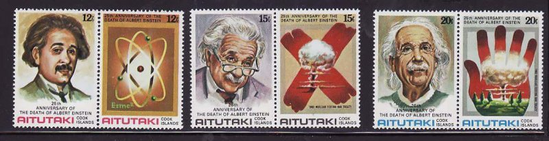 Aitutaki-Sc#186-91- id7-unusd NH set -Albert Einstein-1980-