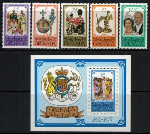 Grenada #788-93* NH  CV $2.50  Queen Elizabeth Silver Jubilee Set & Souvenir sht