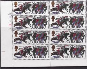 GB 1966 1/3d Battle of Hastings Cylinder Block OP No Dot 1A1B1C1D1E MNH 