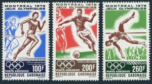 Gabon C184-C186,C186a sheet,MNH. Olympics Montreal-1976.Soccer,Running,High Jump