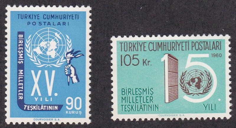 Turkey # 1497-1498, U.N. 15th Anniversary, NH, 1/2 Cat.