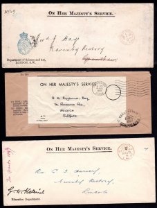 UK CANADA INDIA 1890'S-1930's COLLECTION OF 10 OHMS COVERS ALL DIFFERENT MARKING