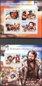 Mozambique 2016 Cinema Actor Bud Spenser Sheet + S/S MNH