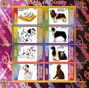 Congo 2010 DOGS & DISNEY DOGS Sheet Perforated Mint (NH)