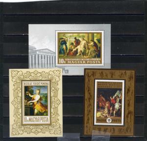 HUNGARY 1968-1970 PAINTINGS SMALL COLLECTION SET OF 3 S/S MNH