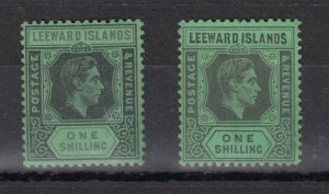 Leeward Islands KGVI 1938 1/- x 2 SG110/110b J6413