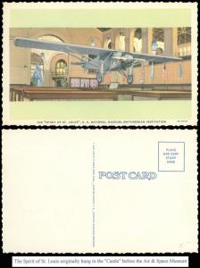 Vintage Postcard of LINDBERGH'S SPIRIT of ST. LOUIS in Arts & Industry Building!