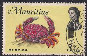 Mauritius 1969 - 73 QE2 3ct Red Reef Crab SG 383 ( D1163 )