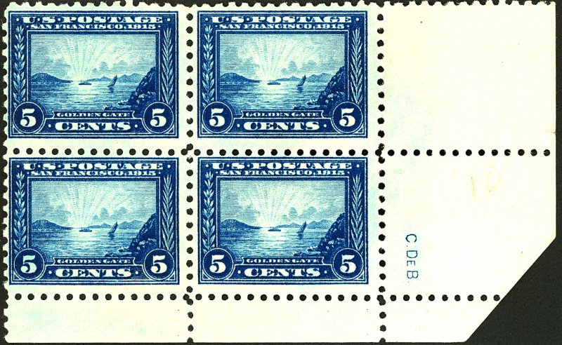 U.S. #403 MINT PL# BLOCK OF 4 OG NH