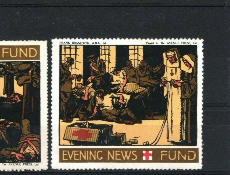 GB RED CROSS WW1 *Daily Mail & Evening News Fund* Charity Stamps{2} Labels DA177