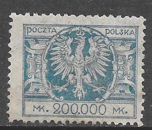 Poland 210: 200000m Eagle on a Large Baroque Shield, unused, NG, F-VF