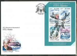 SAO TOME  2014 60th ANNIVERSARY OF LAUNCH OF THE USS NAUTILUS SUBMARINE SHT FDC