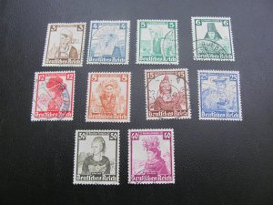 GERMANY 1935 USED  SC B69-78 COSTUMES  VF/XF 65 EUROS  (124)